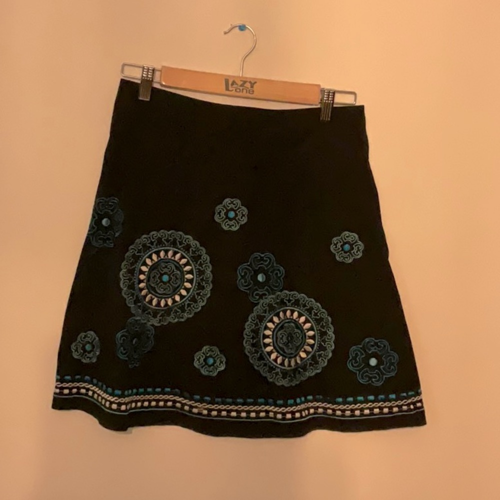 Vintage 50’s Mini Skirt with Turquoise And White Stitching - Size 3